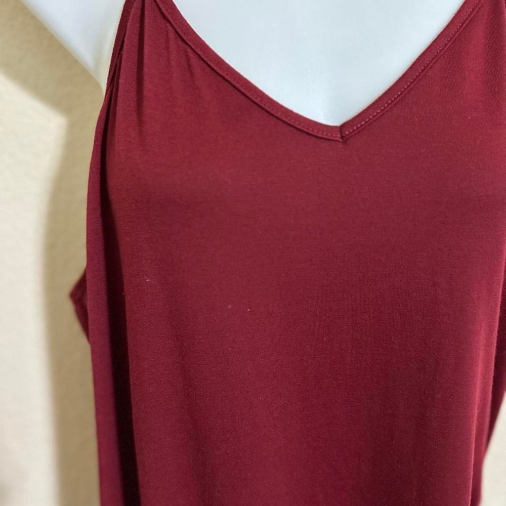 Curve Burgundy Red Ruched Side Drawstring Maxi Dress 0XL Plus Size Sleeveless - Picture 3 of 6